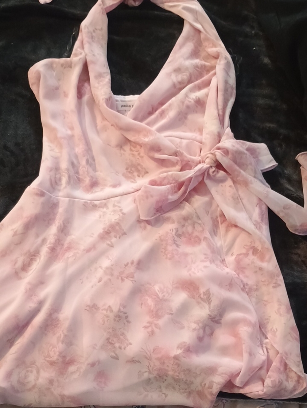 Women’s Asymmetrical Halter Dress - Soft Pink Floral